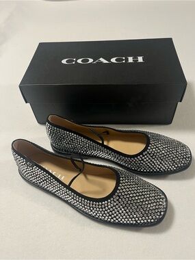 COACH Emilia Crystal Mary Jane Flats Black. Size 6.5B